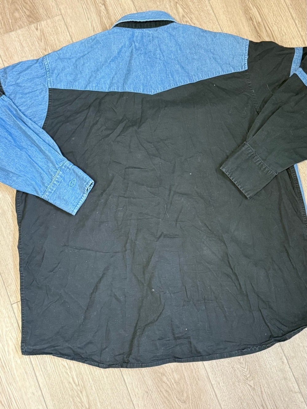 Vintage Cumberland Outfitter Denim & Black Aztec Western Steer Roping Shirt XXL - Picture 2 of 8